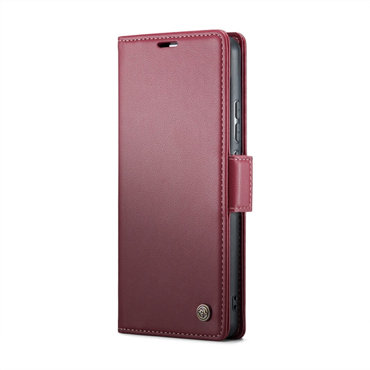 For Realme 10 Pro+ CaseMe 023 Butterfly Buckle Litchi Texture RFID Anti-theft Leather Phone Case(Wine Red) by CaseMe