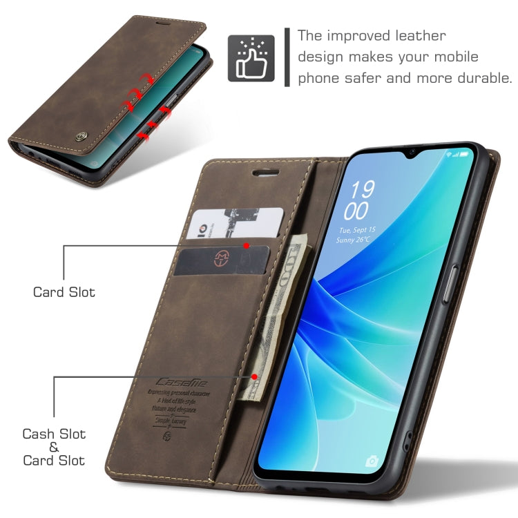 For OPPO A57 4G Global/A57S 4G Global/A77 4G Global CaseMe 013 Multifunctional Horizontal Flip Leather Phone Case(Coffee) by CaseMe