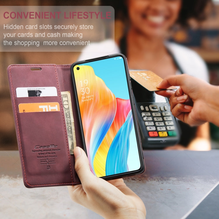 For OPPO A78 4G CaseMe 013 Multifunctional Horizontal Flip Leather Phone Case(Wine Red) by CaseMe