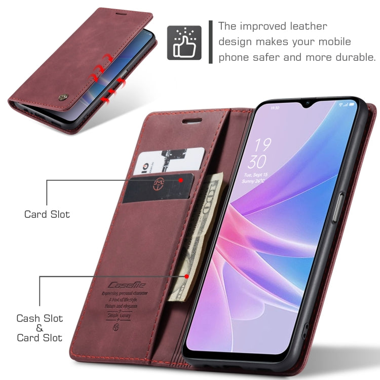 For OPPO A58 5G / A58X 5G CaseMe 013 Multifunctional Horizontal Flip Leather Phone Case(Wine Red) by CaseMe