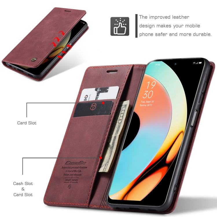 For Realme 10 Pro 5G CaseMe 013 Multifunctional Horizontal Flip Leather Phone Case(Wine Red) by CaseMe