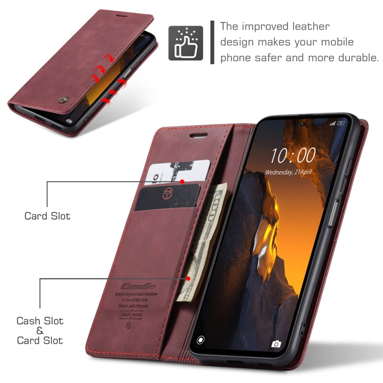 For Xiaomi Poco F5 5G/Redmi Note 12 Turbo 5G CaseMe 013 Multifunctional Horizontal Flip Leather Phone Case(Wine Red) by CaseMe