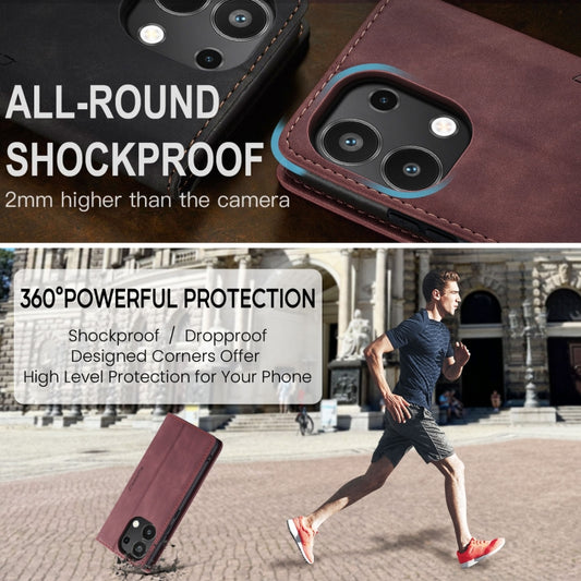 For Xiaomi Redmi Note 13 4G CaseMe 013 Multifunctional Horizontal Flip Leather Phone Case(Wine Red) by CaseMe