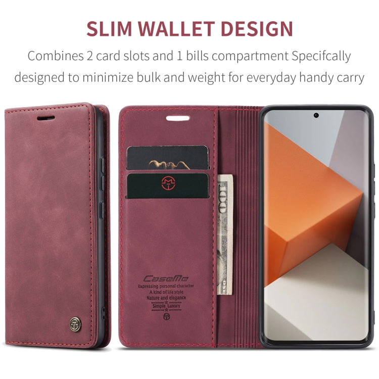 For Xiaomi Redmi Note 13 Pro+ CaseMe 013 Multifunctional Horizontal Flip Leather Phone Case(Wine Red) - Xiaomi Cases by CaseMe | Online Shopping UK | buy2fix