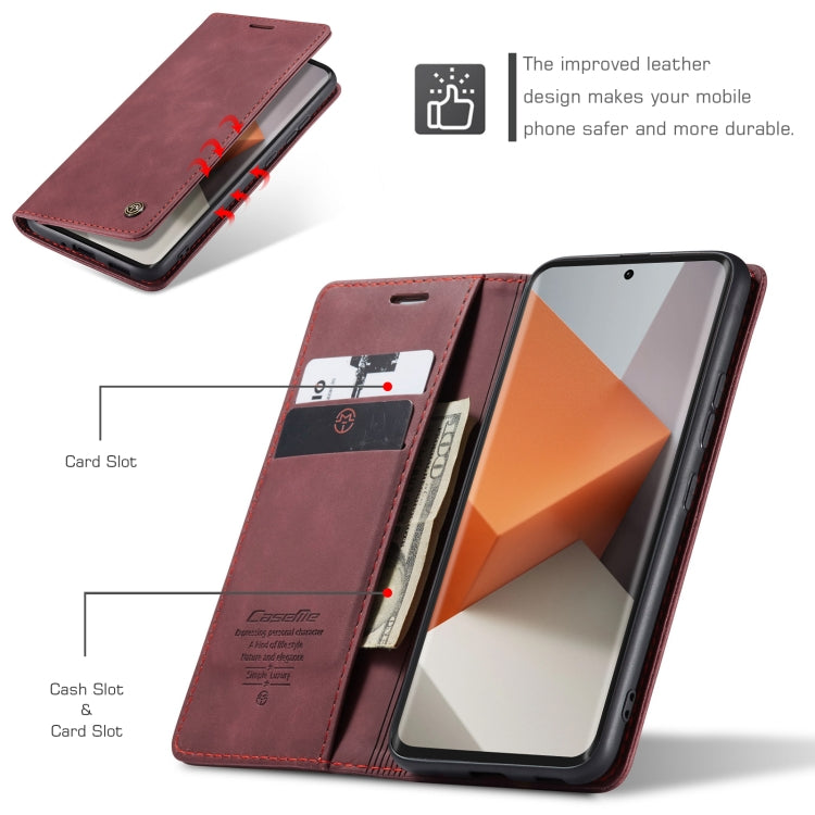 For Xiaomi Redmi Note 13 Pro+ CaseMe 013 Multifunctional Horizontal Flip Leather Phone Case(Wine Red) - Xiaomi Cases by CaseMe | Online Shopping UK | buy2fix