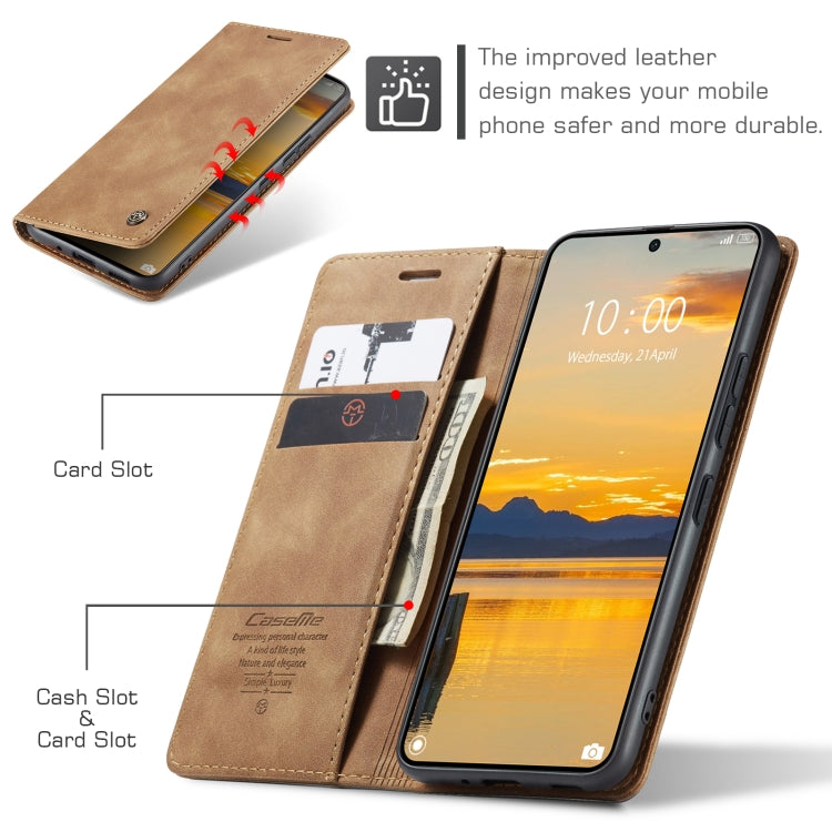 For Xiaomi Poco X6 Pro CaseMe 013 Multifunctional Horizontal Flip Leather Phone Case(Brown) by CaseMe