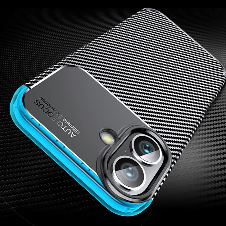 For iPhone 16 Carbon Fiber Texture Shockproof TPU Phone Case(Black) by buy2fix