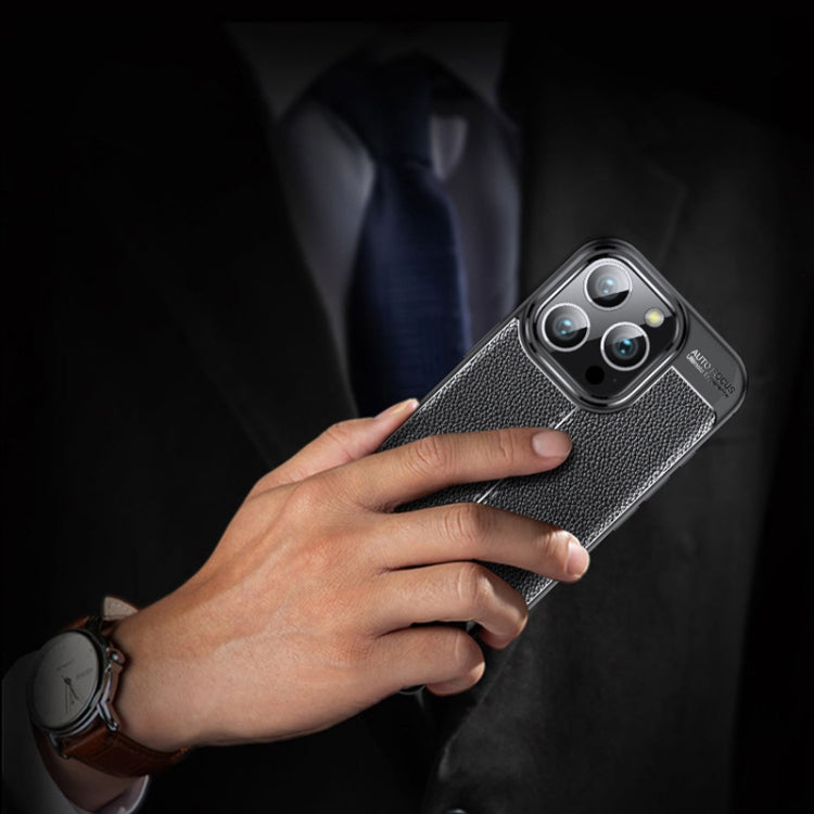 For iPhone 16 Pro Max Litchi Texture Shockproof TPU Phone Case(Black) by buy2fix