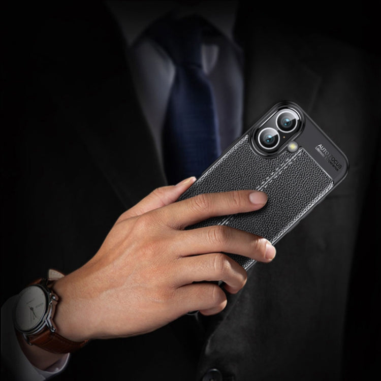 For iPhone 16 Litchi Texture Shockproof TPU Phone Case(Blue) by buy2fix