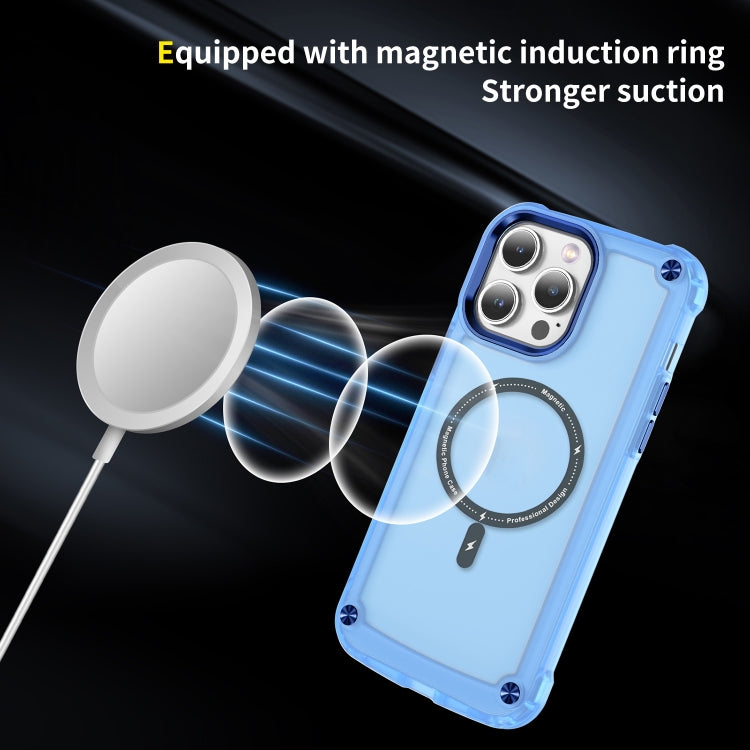 For iPhone 14 Plus Skin Feel TPU + PC MagSafe Magnetic Phone Case(Transparent Blue) by buy2fix