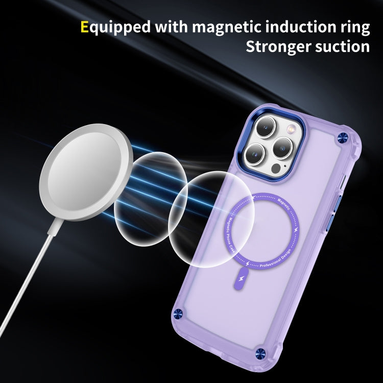 For iPhone 14 Skin Feel TPU + PC MagSafe Magnetic Phone Case(Transparent Purple) by buy2fix