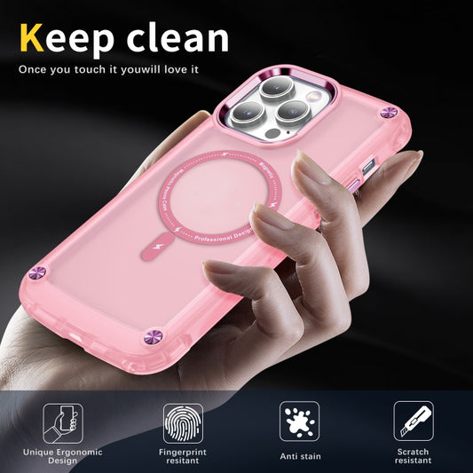 For iPhone 14 Pro Skin Feel TPU + PC MagSafe Magnetic Phone Case(Transparent Pink) by buy2fix