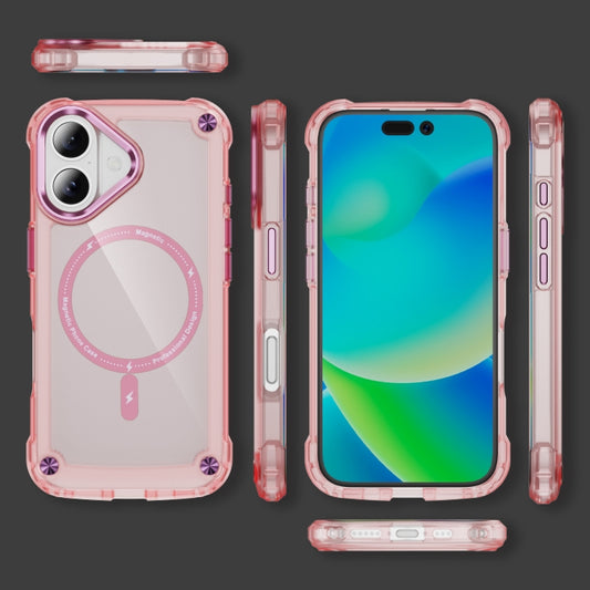 For iPhone 16 Plus Skin Feel TPU + PC MagSafe Magnetic Phone Case(Transparent Pink) by buy2fix