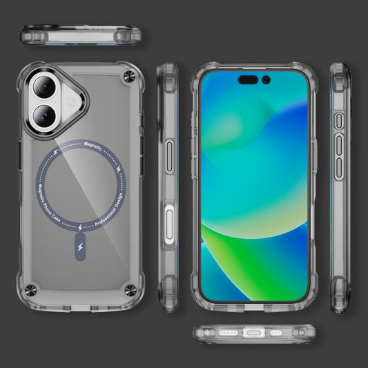 For iPhone 16 Plus Skin Feel TPU + PC MagSafe Magnetic Phone Case(Transparent Black) by buy2fix