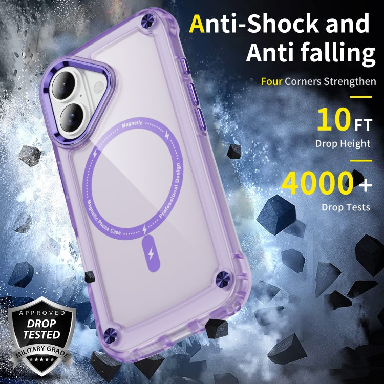 For iPhone 16 Plus Skin Feel TPU + PC MagSafe Magnetic Phone Case(Transparent Purple) by buy2fix