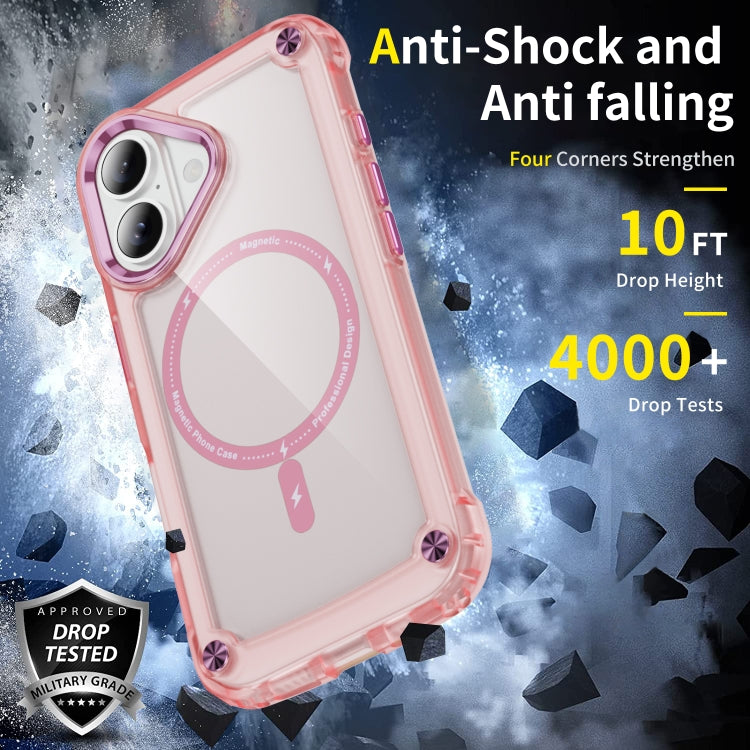 For iPhone 16 Skin Feel TPU + PC MagSafe Magnetic Phone Case(Transparent Pink) by buy2fix