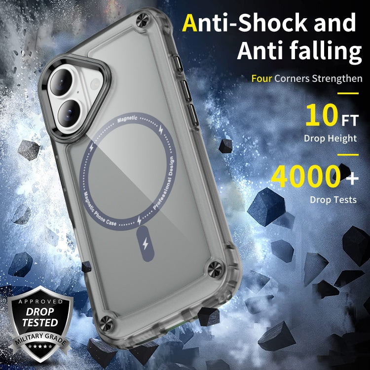 For iPhone 16 Skin Feel TPU + PC MagSafe Magnetic Phone Case(Transparent Black) by buy2fix