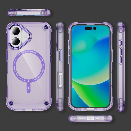 For iPhone 16 Skin Feel TPU + PC MagSafe Magnetic Phone Case(Transparent Purple) by buy2fix