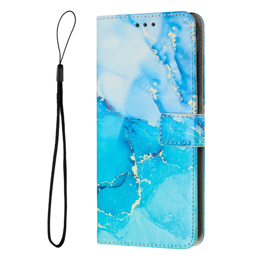 For Realme C53/Narzo N53 Painted Marble Pattern Leather Phone Case(Blue Green) by buy2fix