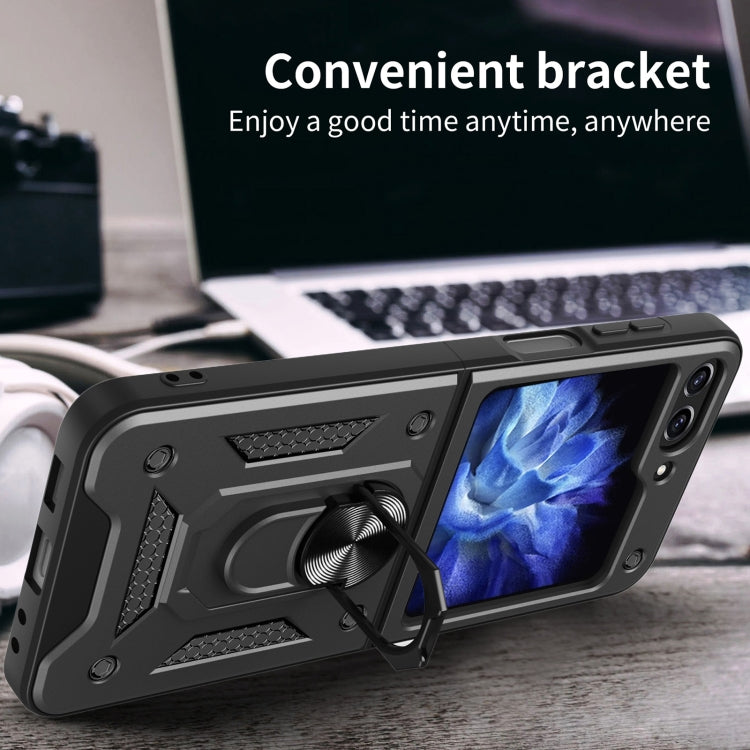 For Samsung Galaxy Z Flip6 / Flip7 FE Armor Magnetic Bracket TPU+PC Phone Case(Black) by buy2fix