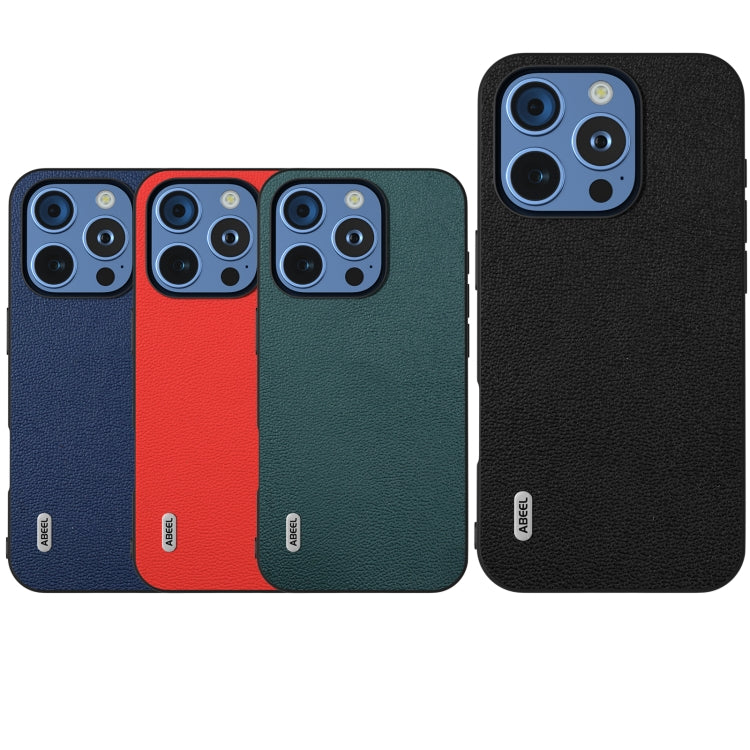 For iPhone 16 Pro Max ABEEL Genuine Leather Luolai Series Phone Case(Dark Blue) by buy2fix
