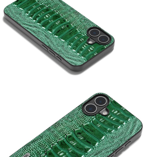 For iPhone 16 ABEEL Genuine Leather Weilai Series Phone Case(Green) by buy2fix