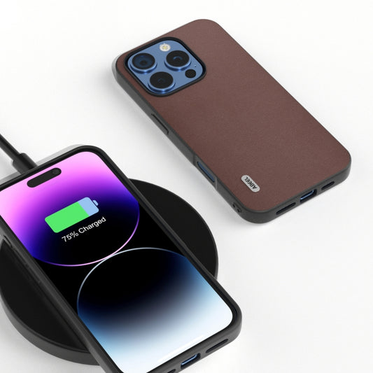 For iPhone 16 Pro Max ABEEL Genuine Leather Xiaoya Series Phone Case(Coffee) by buy2fix