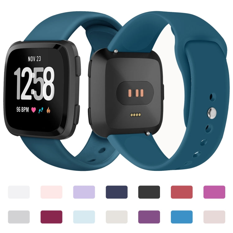 For Fitbit Versa 2 / Fitbit Versa / Fitbit Versa Lite Solid Color Silicone Watch Band, Size:L(Black) by buy2fix