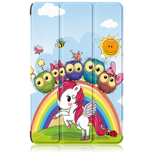 For Samsung Galaxy Tab S9+ Custer Painted 3-Fold Holder Smart Leather Tablet Case(Little White Horse) by buy2fix