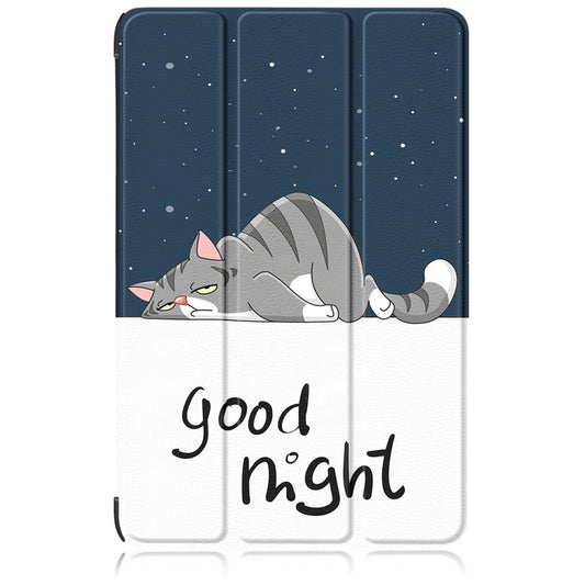 For Samsung Galaxy Tab S9+ Custer Painted 3-Fold Holder Smart Leather Tablet Case(Lazy Cat) by buy2fix