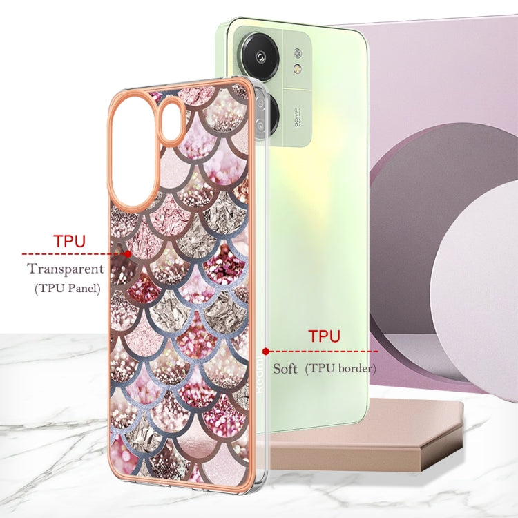 For Xiaomi Redmi 13C 4G Electroplating IMD TPU Phone Case(Pink Scales) by buy2fix