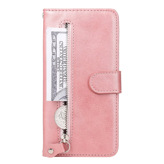 For iPhone 16 Plus Fashion Calf Texture Zipper Leather Phone Case(Rose Gold) by buy2fix