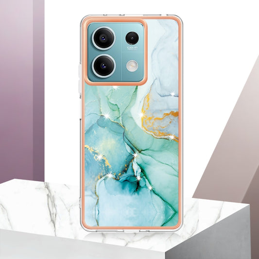 For Xiaomi Redmi Note 13 5G Global Electroplating Marble Dual-side IMD Phone Case(Green 003) by buy2fix