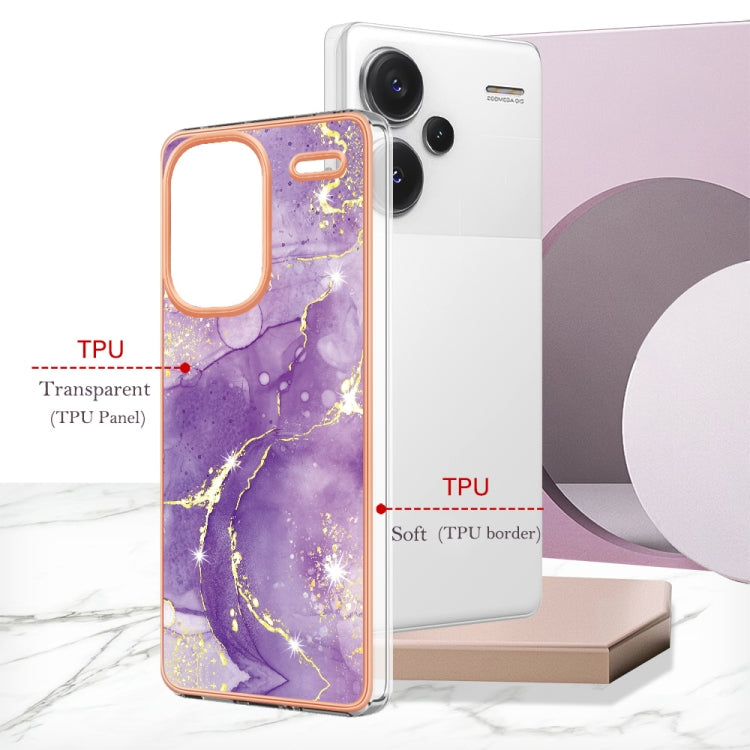 For Xiaomi Redmi Note 13 Pro+ 5G Electroplating Marble Dual-side IMD Phone Case(Purple 002) by buy2fix