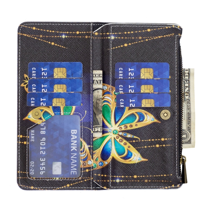 For iPhone 16 Pro Colored Drawing Pattern Zipper Phone Leather Case(Big Butterfly) by buy2fix