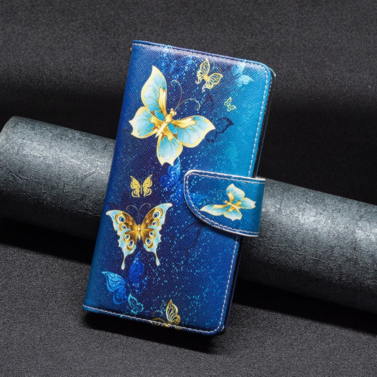 For iPhone 16 Pro Colored Drawing Pattern Zipper Phone Leather Case(Gold Butterfly) by buy2fix