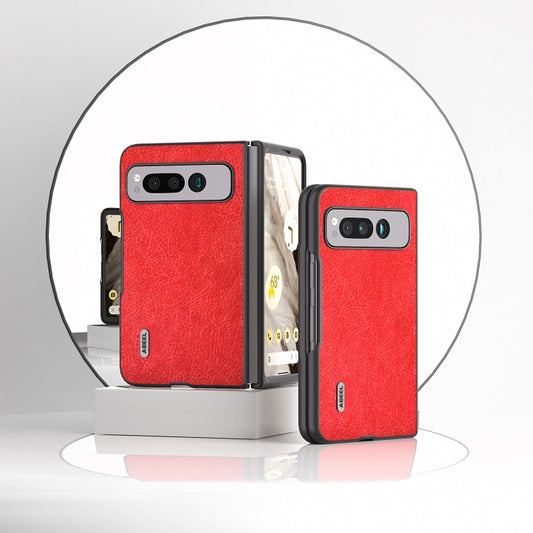 For Google Pixel Fold ABEEL Retro Litchi Texture PU Phone Case(Red) by buy2fix
