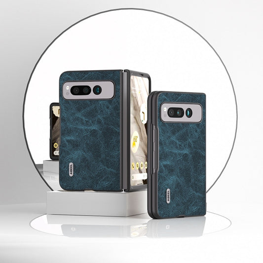 For Google Pixel Fold ABEEL Dream Litchi Texture PU Phone Case(Blue) by buy2fix