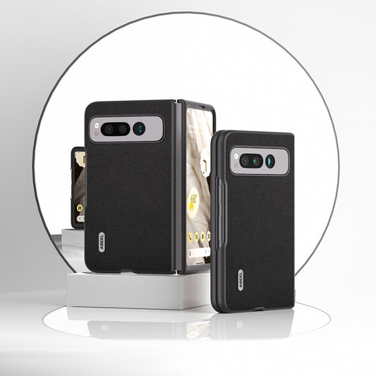 For Google Pixel Fold ABEEL Genuine Leather Luolai Series Phone Case(Black) by buy2fix