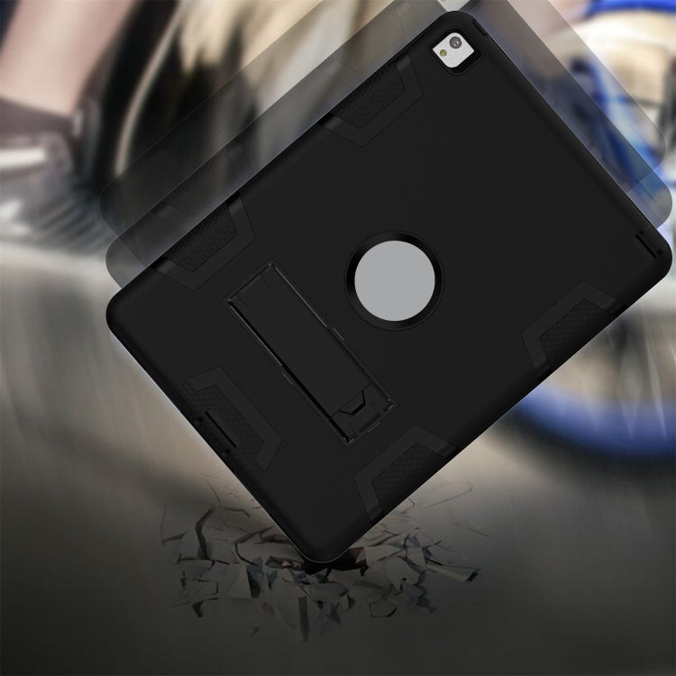 For iPad 9.7(2017) Shockproof PC + Silicone Protective Case,with Holder(Black) - iPad 9.7 (2018) & (2017) Cases by buy2fix | Online Shopping UK | buy2fix