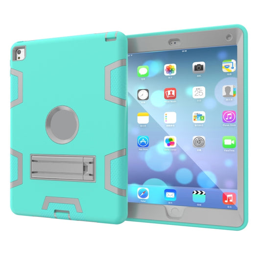 For iPad 9.7(2017) Shockproof PC + Silicone Protective Case,with Holder(Green Gray) - iPad 9.7 (2018) & (2017) Cases by buy2fix | Online Shopping UK | buy2fix