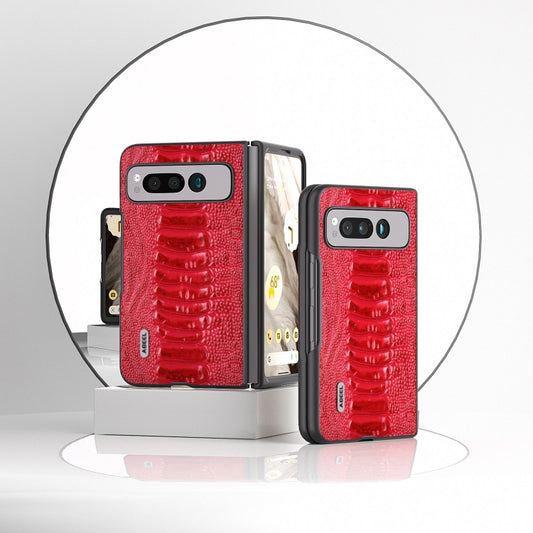 For Google Pixel Fold ABEEL Genuine Leather Weilai Series Phone Case(Red) by buy2fix