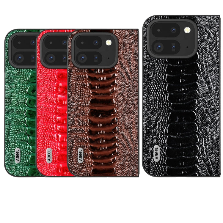 For Google Pixel 9 Pro Fold ABEEL Genuine Leather Weilai Series Phone Case(Green) by buy2fix
