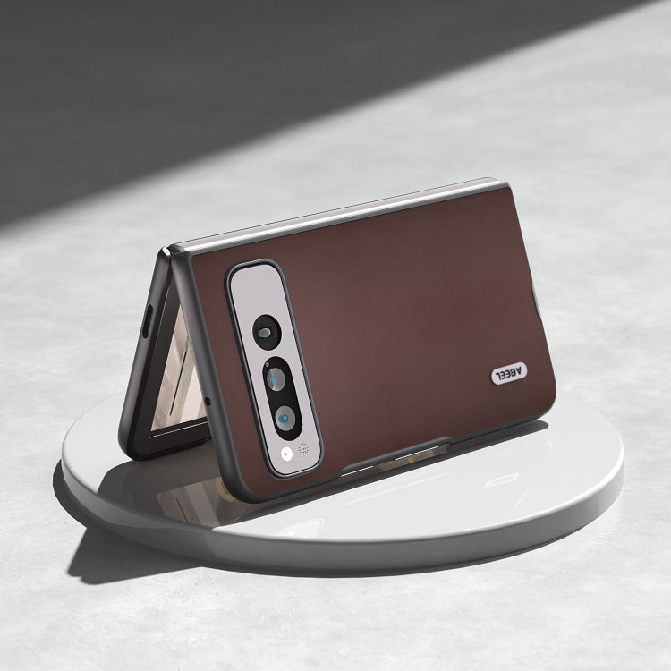 For Google Pixel Fold ABEEL Genuine Leather Xiaoya Series Phone Case(Coffee) by buy2fix