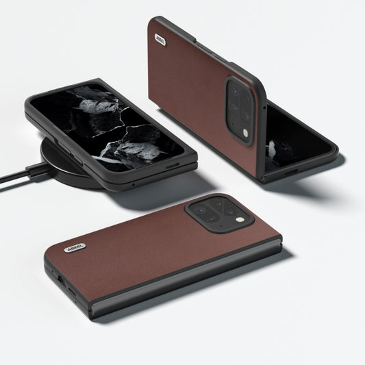 For Google Pixel 9 Pro Fold ABEEL Genuine Leather Xiaoya Series Phone Case(Coffee) by buy2fix