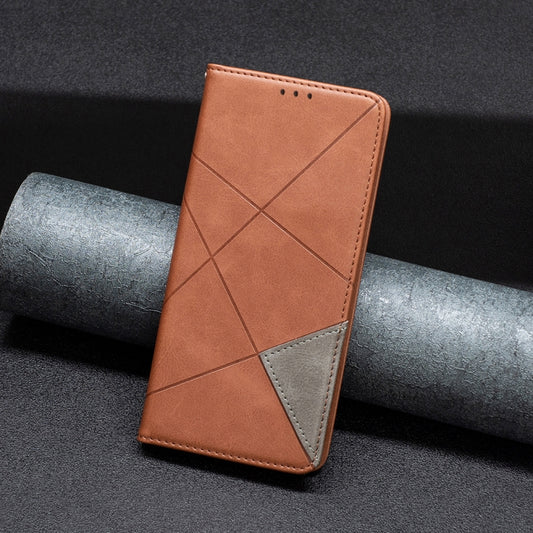 For iPhone 16 Plus Rhombus Texture Magnetic Leather Phone Case(Brown) by buy2fix