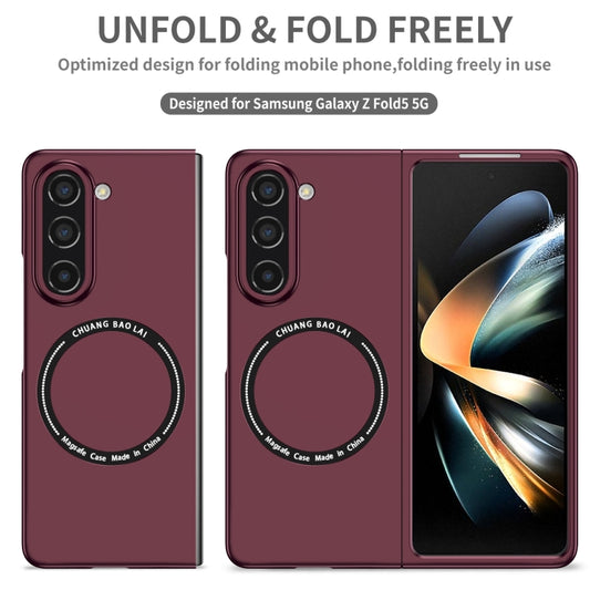 For Samsung Galaxy Z Fold6 5G Magsafe Magnetic Folding PC Phone Case(Wine Red) by buy2fix