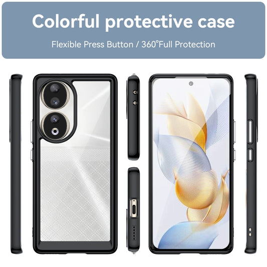 For Honor 80 Colorful Series Acrylic Hybrid TPU Phone Case(Black) by buy2fix