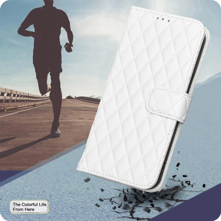 For iPhone 17 Diamond Lattice Wallet Flip Leather Phone Case(White) - iPhone 17 Cases by buy2fix | Online Shopping UK | buy2fix