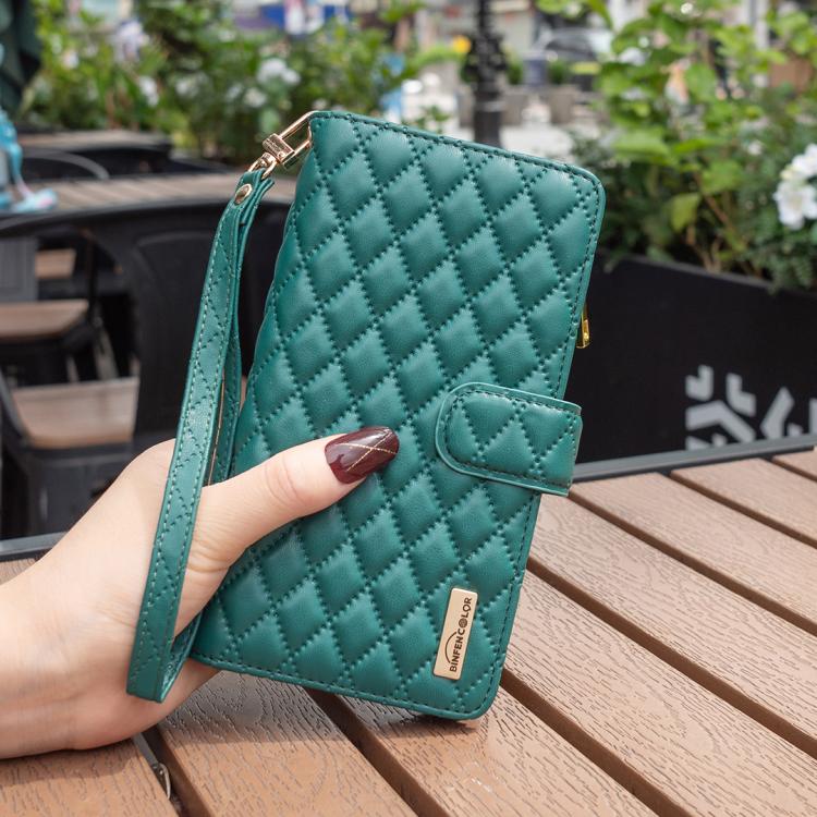 For iPhone Air Diamond Lattice Zipper Wallet Leather Flip Phone Case(Green) - iPhone Air Cases by buy2fix | Online Shopping UK | buy2fix